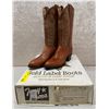 Image 1 : Pair of Tony Lama tan lizard/medium toe cowboy boots size 7 1/2 (NOS)
