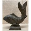 Image 1 : Heavy cast brass 13" high fish statue