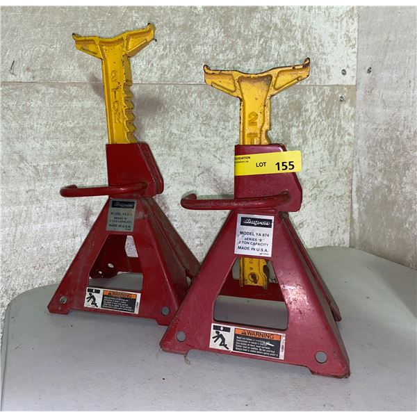 Pair of Snap-on red and yellow two ton capacity jack stands