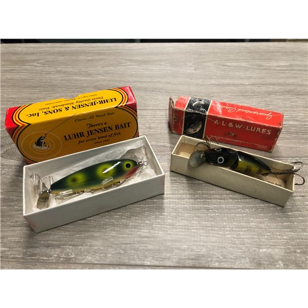 2 Vintage fishing lures w/ original box - lure Jensen bate special nip-i-gittle edition all wood fis