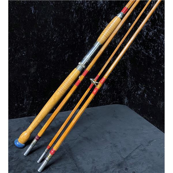 4 pc vintage split cane fishing rod (2 tips)