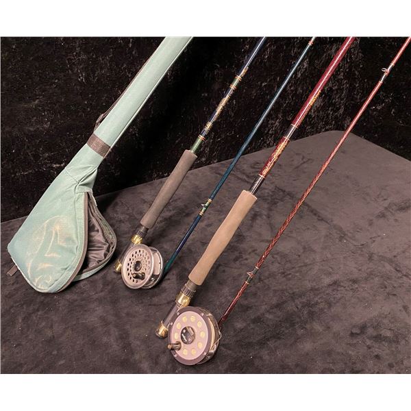 2 Daiwa fly rods w/ 2 Daiwa reels & one rod case