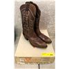 Image 1 : Pair sanders dark brown w/ beige toe tip coco cowboy boots size 11 1/2 (NOS)