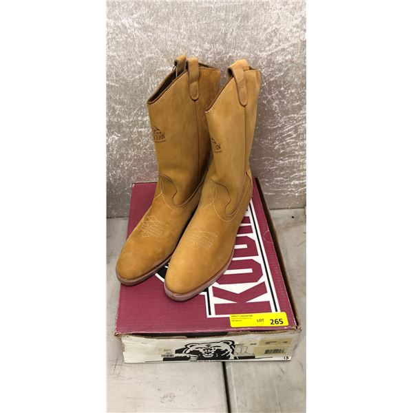 Pair Kodiak tan soft toe cowboy boots size 13 (NOS)