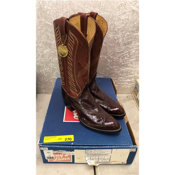 Pair tony lama inca kitty tan/tan eel cowboy boots size 9 (NOS)