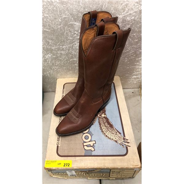 Pair sanders teakwood grained brown cowboy boots size 11 (NOS)
