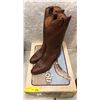 Image 1 : Pair sanders teakwood grained brown cowboy boots size 11 (NOS)