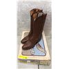 Image 1 : Pair of Sanders brown grained cowboy boots size 11 1/2 (NOS)