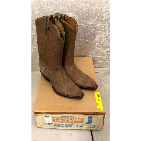 Pair of Tony Lama ruff out brown cowboy boots - size 11 (NOS)