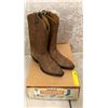 Image 1 : Pair of Tony Lama ruff out brown cowboy boots - size 11 (NOS)