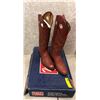 Image 1 : Pair of Tony Lama 17" rust cowboy boots size 9 (NOS)
