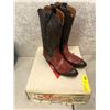 Image 1 : Pair of Sanders seeder/brown toe tip cowboy boots size 9 1/2 (NOS)