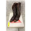 Image 1 : Pair of Sanders dark brown w/ beige toe tips coco cowboy boots size 8 (NOS)