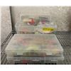 Image 1 : Four boxes of salmon ocean fishing gear - hoochies/ jigs/ spoons/ flashers/ buzzbombs etc.