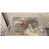 Image 2 : Four boxes of salmon ocean fishing gear - hoochies/ jigs/ spoons/ flashers/ buzzbombs etc.