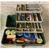 Image 1 : Vintage 1950s/1960s green tackle box & contents (mostly fresh water tackle)