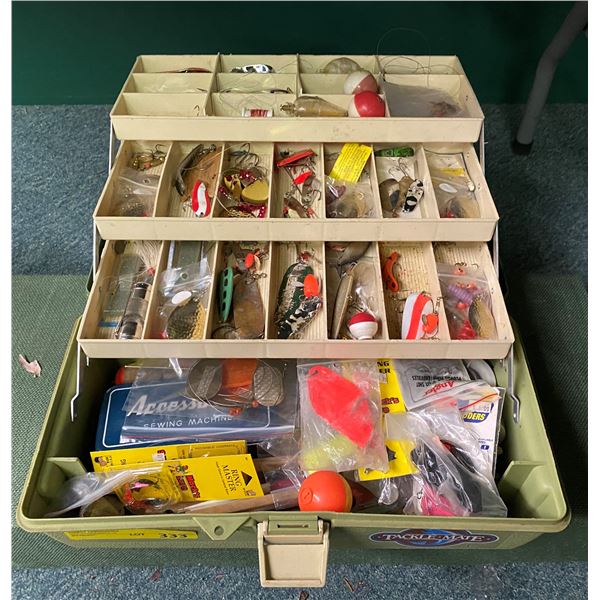 Canron tackle box & contents (mostly fresh water tackle)