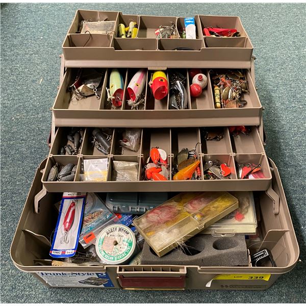 Woodstream tackle box & contents (mostly fresh water tackle)