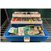 Image 1 : Blue tackle box & contents (mix of fresh water & ocean tackle)