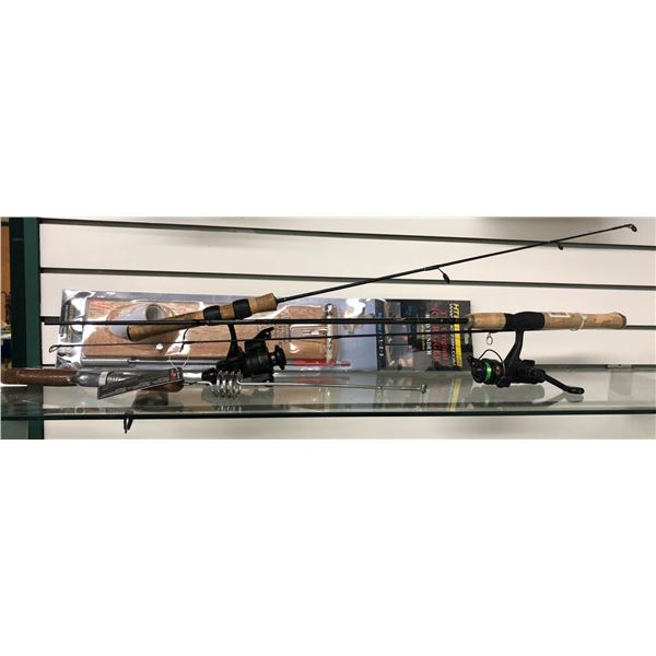 Fenwick ice fishing rod & reel combo/ quantum spinning rod w/ schimano reel/ small metal ice fishing