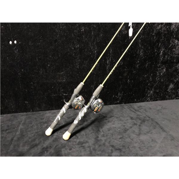 Two Zebco gatorback casting rods w/ ABU Garcia XLT reels