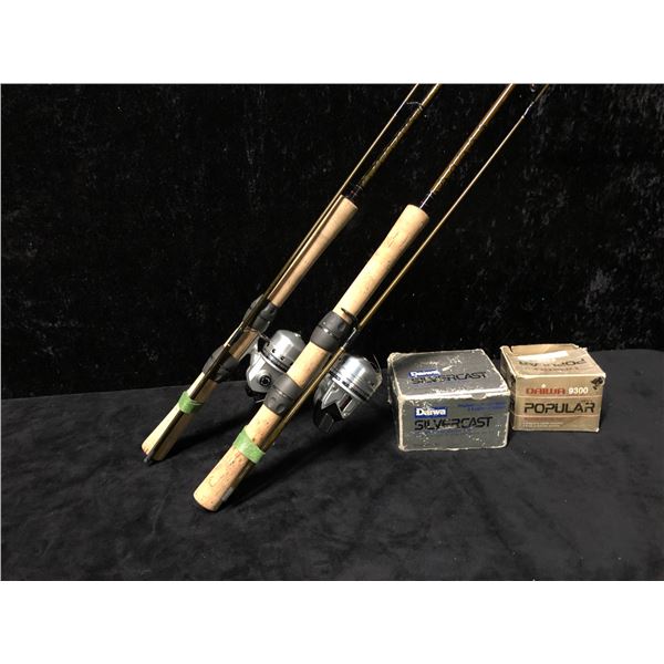 Two Daiwa casting rod & reel combos (reels have original boxes)