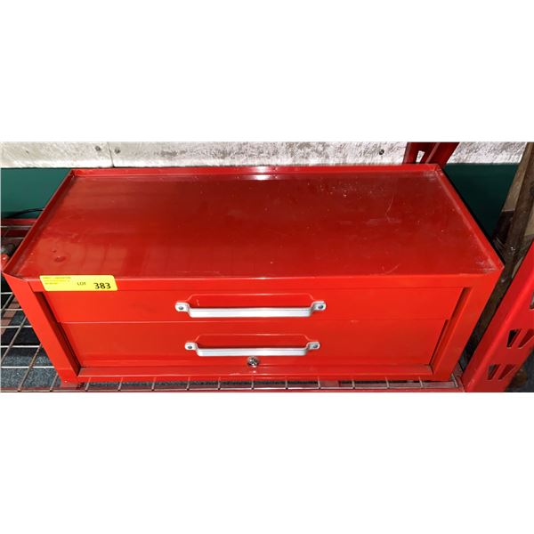 Red two drawer tool cabinet w/ assorted tools