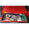 Image 2 : Red two drawer tool cabinet w/ assorted tools