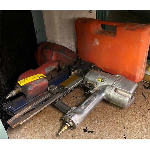 Group of three pneumatic tools - nail gun & two staple guns