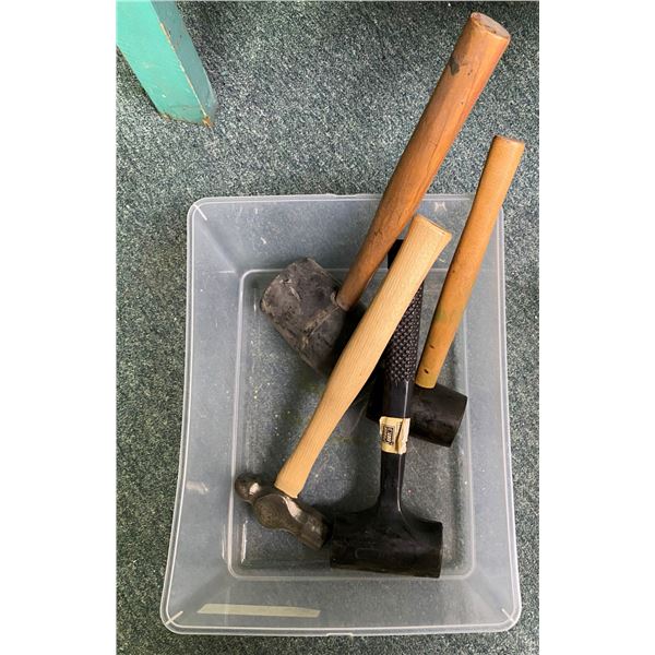 Box of four new assorted hammers - Ballping/ Rubbermallet/ Powerfist etc.