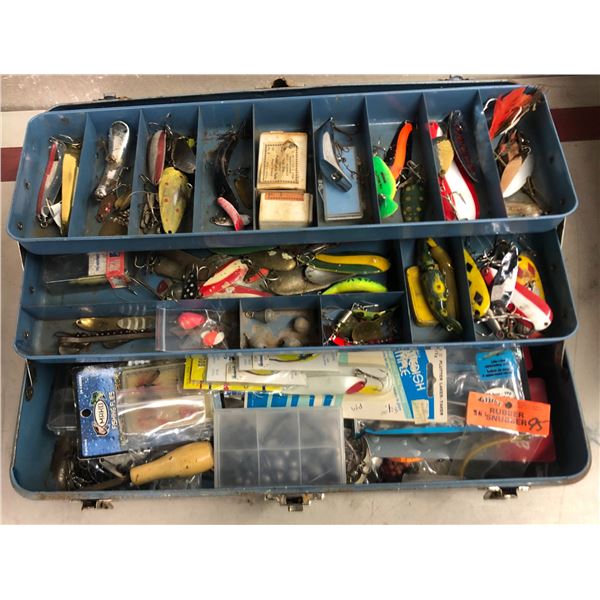 Vintage Union tackle box & contents (mostly fresh water tackle)