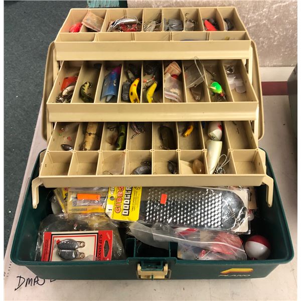 Plano tackle box & contents (mostly fresh water tackle)