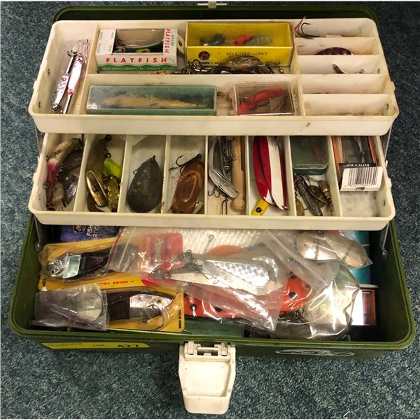 Old Pal tackle box & contents (mostly fresh water tackle)