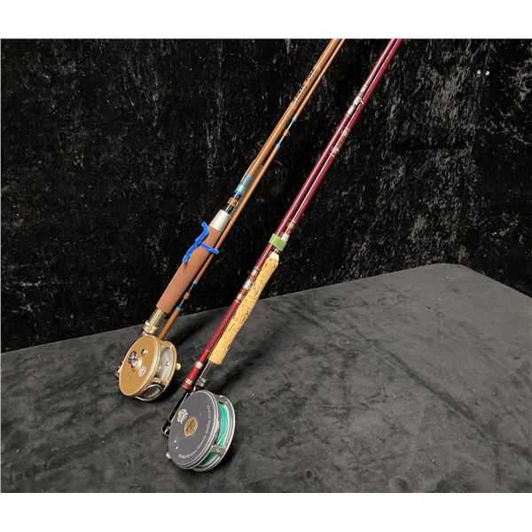 Two fly rods - Ted Peck pro-series w/ Ocean City reel & Berkley cherrywood w/ Ryobi 355 reel