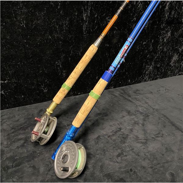 Two fly rods - Dyna-Glass w/ intrepid reel & Garcia w/ BFR England reel