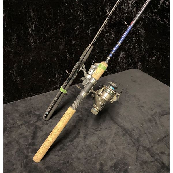 Two medium action spinning rods - Daiwa power mesh w/ schimano 2000 reel & Daiwa shock w/ Daiwa EL13