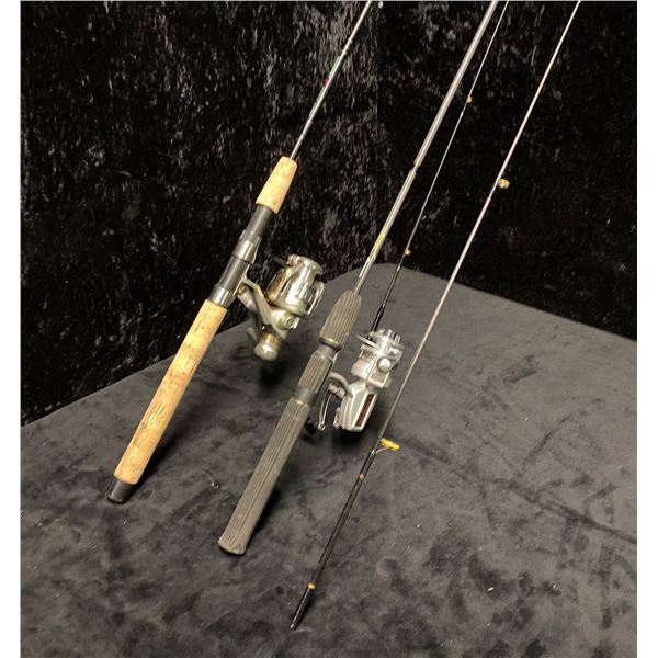 Two spinning rods - Shakespeare rod w/ Shakespeare reel & Berkley rod w/ Dam reel