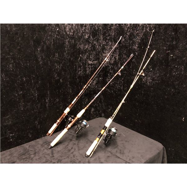 a group of 3 spinning rods & reel combo - Barkley w/mitchell 330/Haida w/mitchell 300 & mitchell w/m