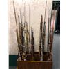 Image 1 : Group of 90 assorted fishing rods (wooden rod display stand not included)