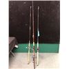 Image 1 : Group of 4 assorted halibut/trolling rods w/ 3 level wind reels & 5in wooden peetz trolling reel