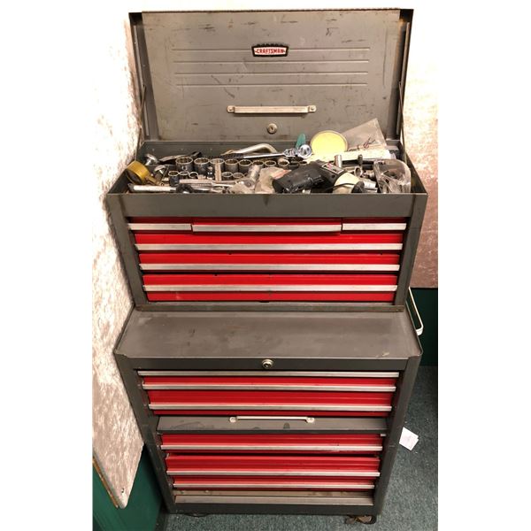 Craftsman 2 pc. rolling tool cabinet full of assorted tools