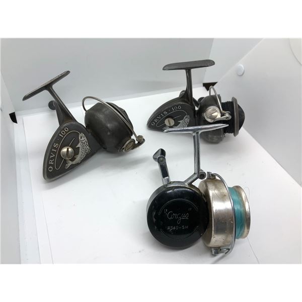 Three vintage spinning reels - 2 Orvis 100s & 1 Argus #540-SM