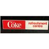 Image 1 : Vintage 1970's/80's Enjoy Coke refreshment center metal advertisement sign 48in x 10in