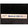 Image 1 : Vintage Sponsored by Woodward's STORES LTD. (Kamloops) wooden advertisement sign 72in across x 12in