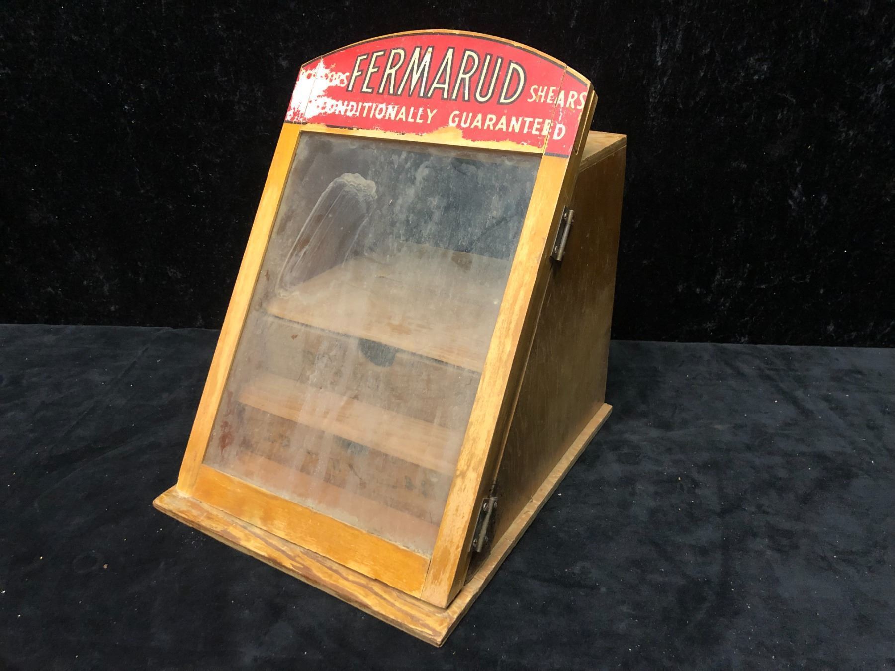 Fermarud Rasoi Vintage Fermarud Shears wooden glass front display cabinet