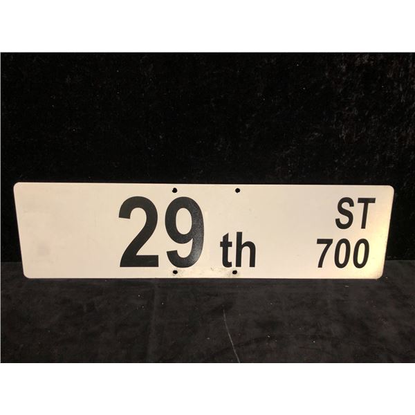 Metal street sign 29th ST 700 double sided 30in x 8in