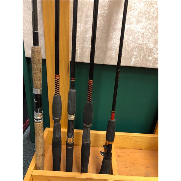 Group of five ugly stick assorted fishing rods