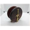 Image 2 : Antique wood & brass 4in small salmon trolling reel Made in England