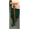 Image 1 : Antique brass with painted green iron stand bilge pump - Russ Co. Cleaveland Ohio