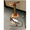 Image 1 : Antique brass on wood stand bilge pump USA/ small brass oil change pump & small brass fuel filter